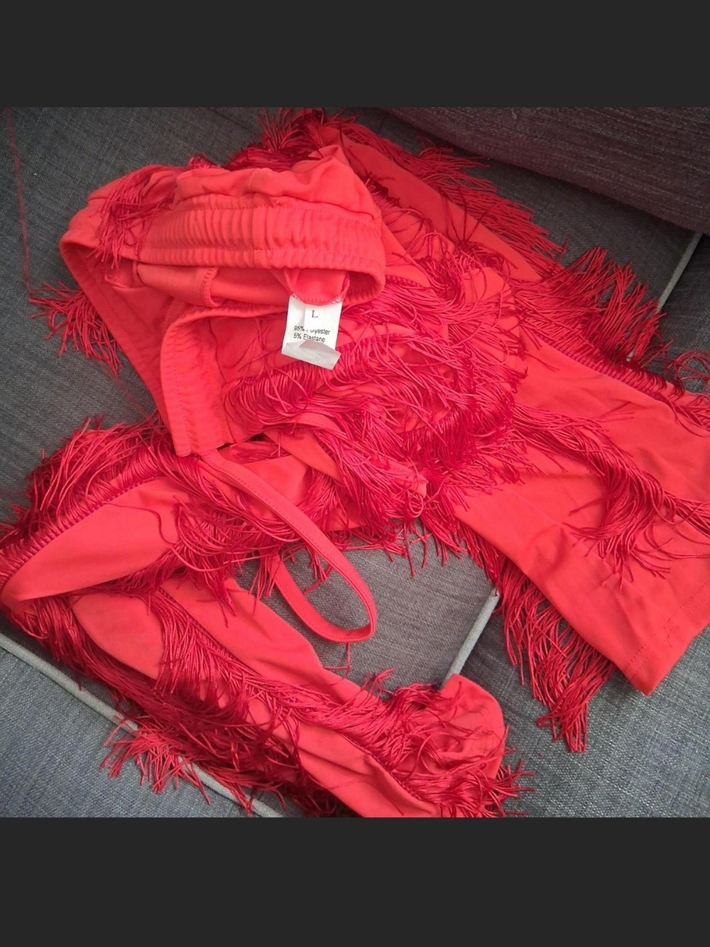 & Other Stories Red Fringe Wrap Scarf
